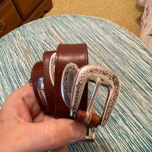 Brighton Women’s Vintage Leather/Silver Western/Cowgirl Belt